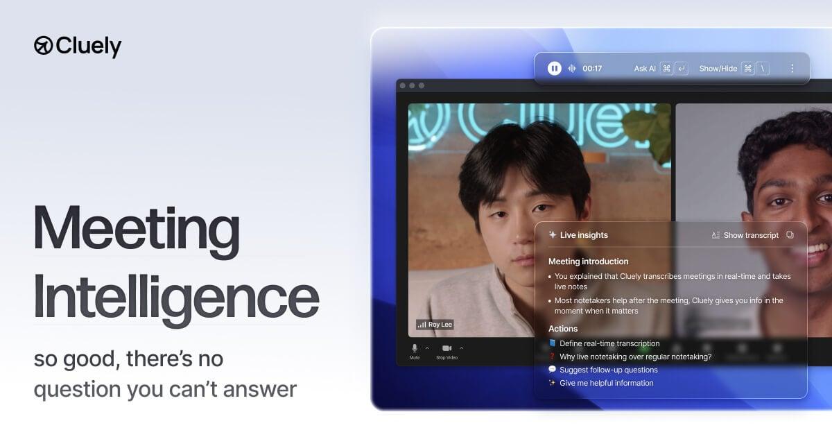 Cluely - Live AI Meeting Assistant | Real-Time Meeting Notes and AI Insights Open Graph Image