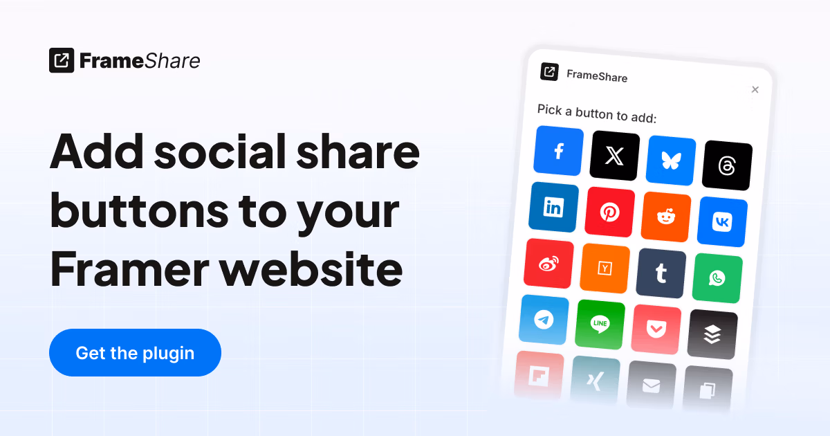 FrameShare - Add social share buttons to your Framer website Open Graph Image