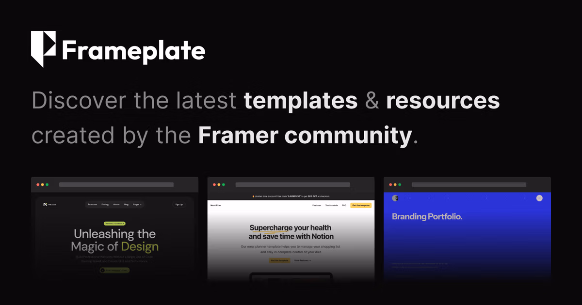 Frameplate | Best Framer templates, plugins & resources Open Graph Image